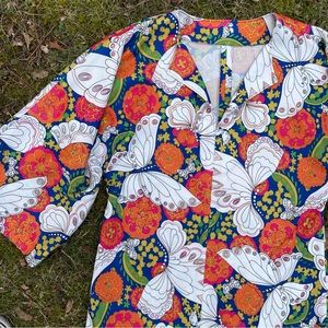 RARE Vintage Handmade maximalist groovy butterfly kaftan maxi dress